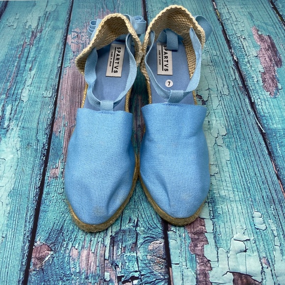 SPARTVS Carina Espadrille Wedge Heels Blue Canvas - Picture 3 of 7